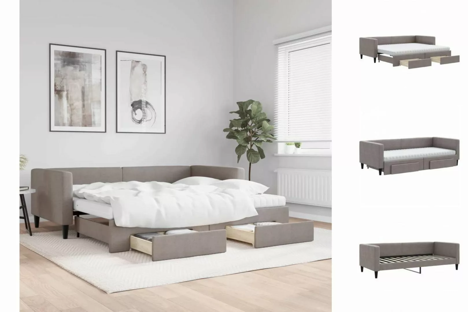 vidaXL Gästebett Gästebett Tagesbett Ausziehbar mit Schubladen Taupe 90x200 günstig online kaufen