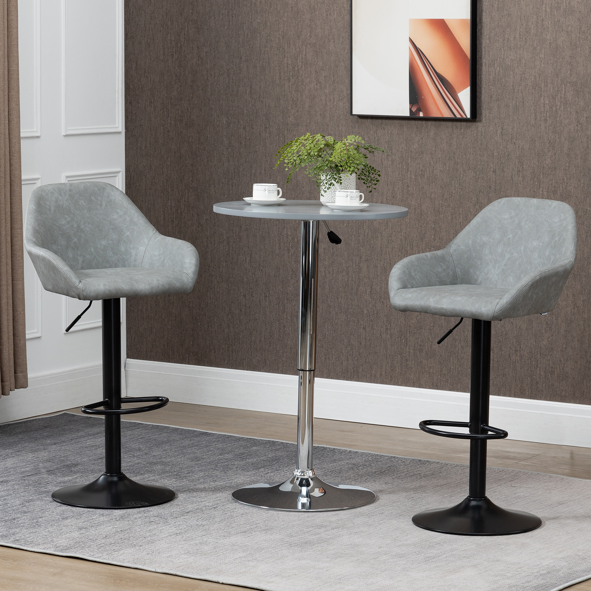 HOMCOM Set mit 2 Barhockern, moderne Barhocker mit Rückenlehne und Fußstütz günstig online kaufen