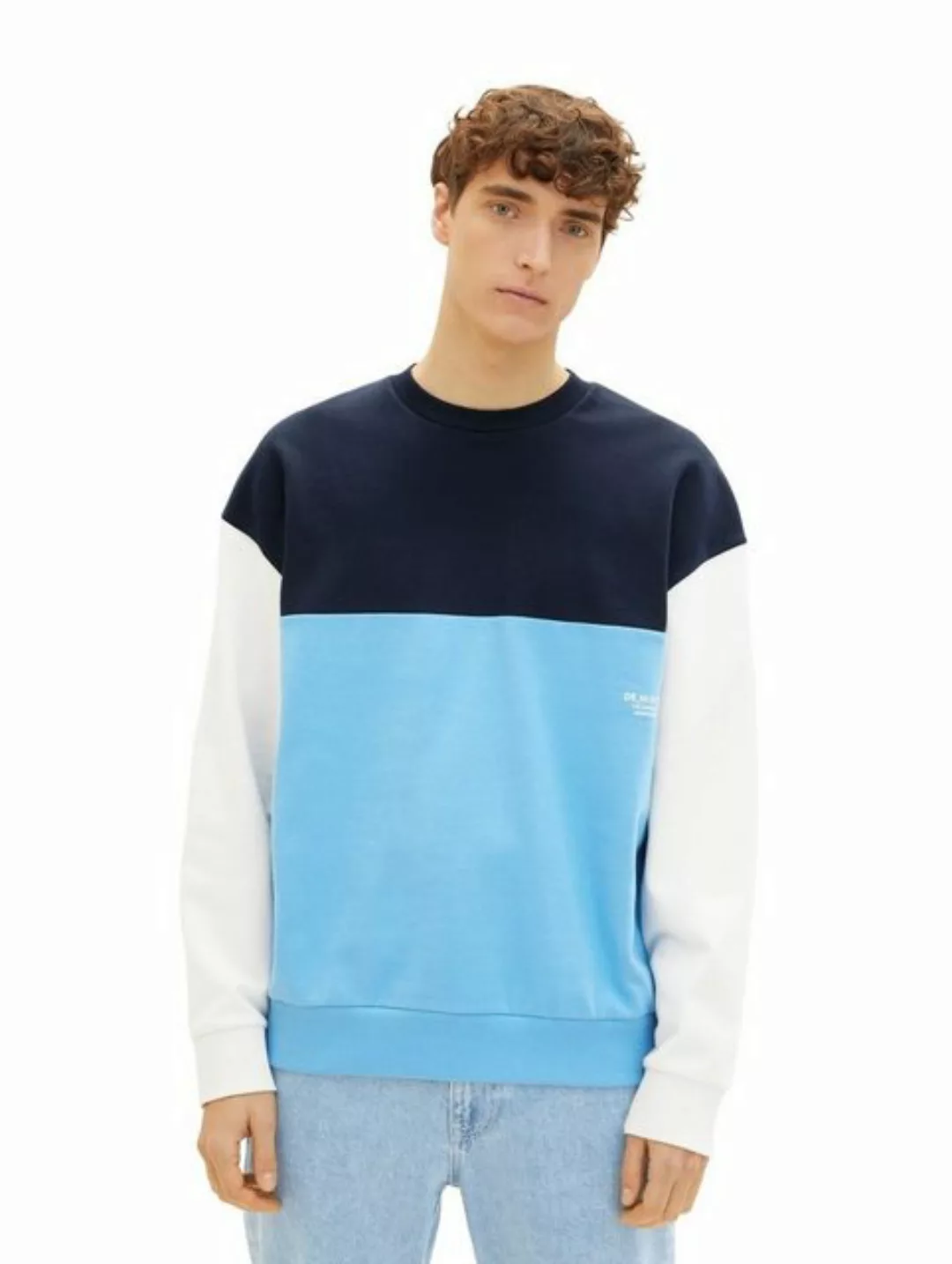 Tom Tailor Denim Herren Rundhals Sweatshirt COLORBLOCK - Relaxed Fit günstig online kaufen