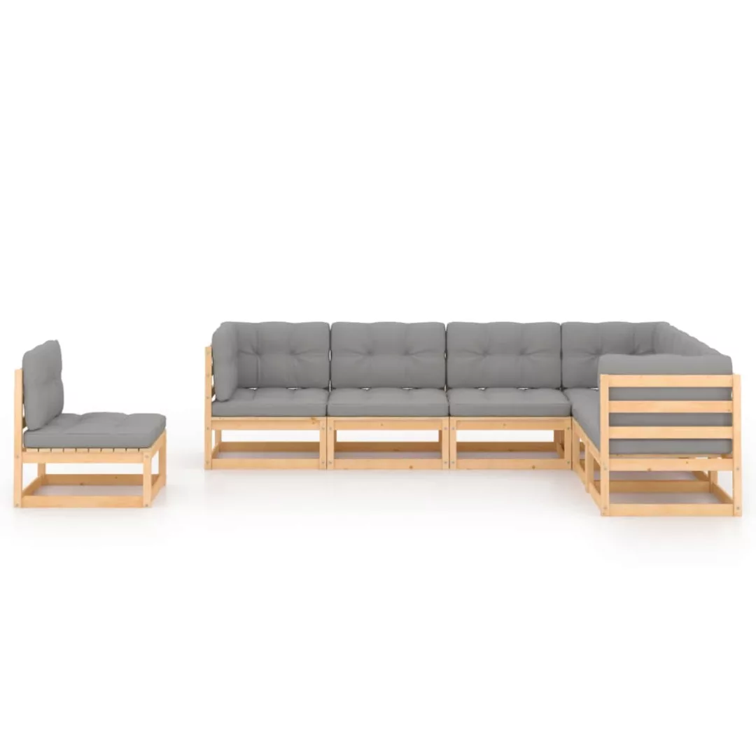 7-tlg. Garten-lounge-set Mit Kissen Kiefer Massivholz günstig online kaufen