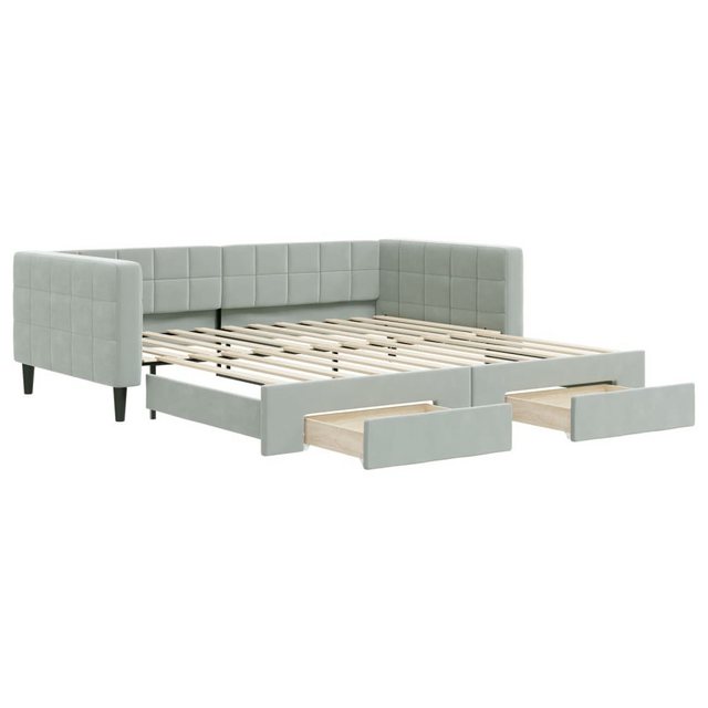 furnicato Bett Tagesbett Ausziehbar mit Schubladen Hellgrau 100x200 cm Samt günstig online kaufen