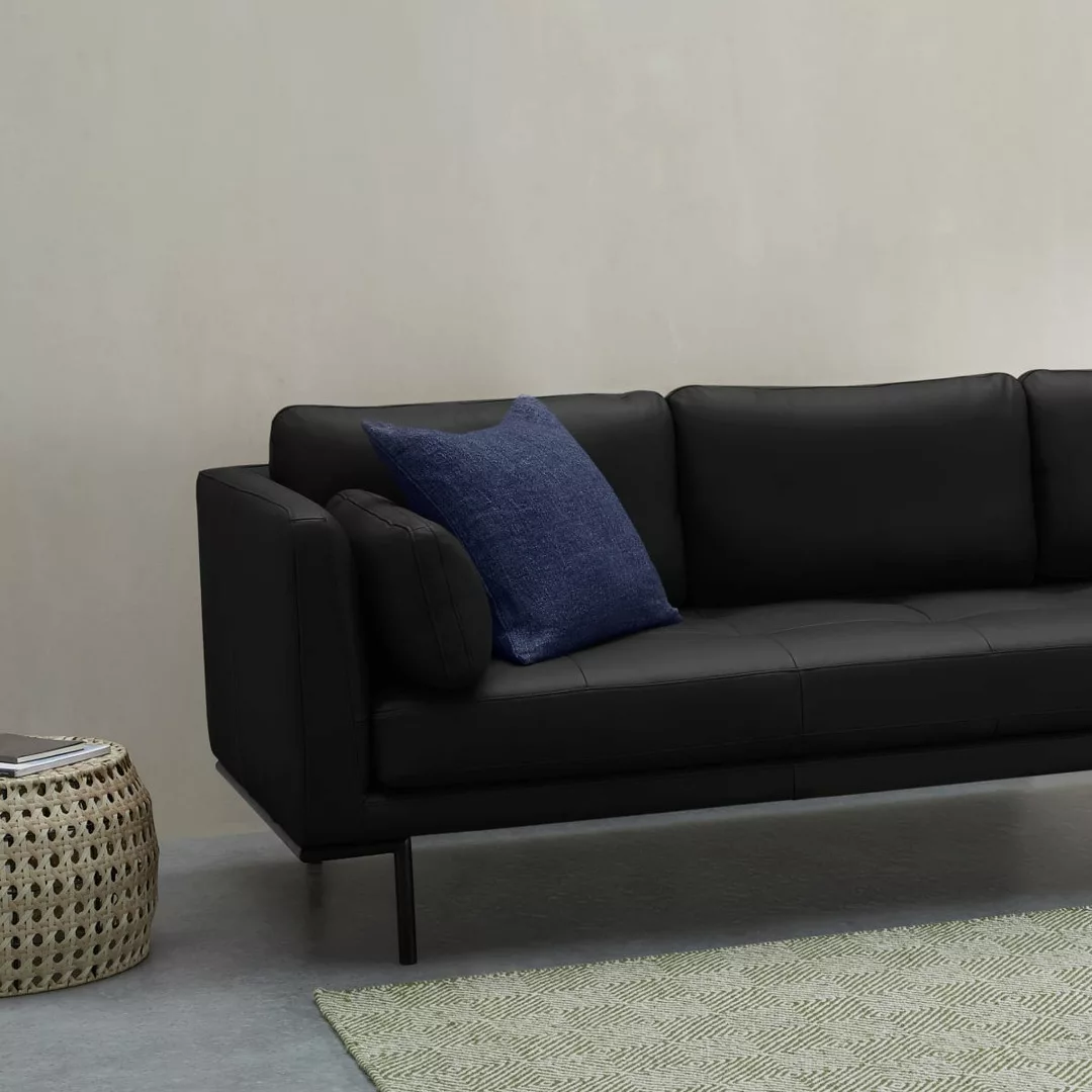 Harlow 3-Sitzer Sofa, Leder in Schwarz - MADE.com günstig online kaufen
