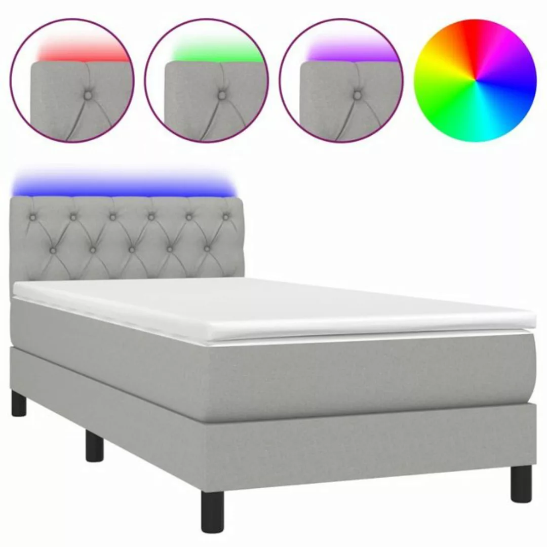 vidaXL Bett Boxspringbett mit Matratze & LED Hellgrau 80x200 cm Stoff günstig online kaufen