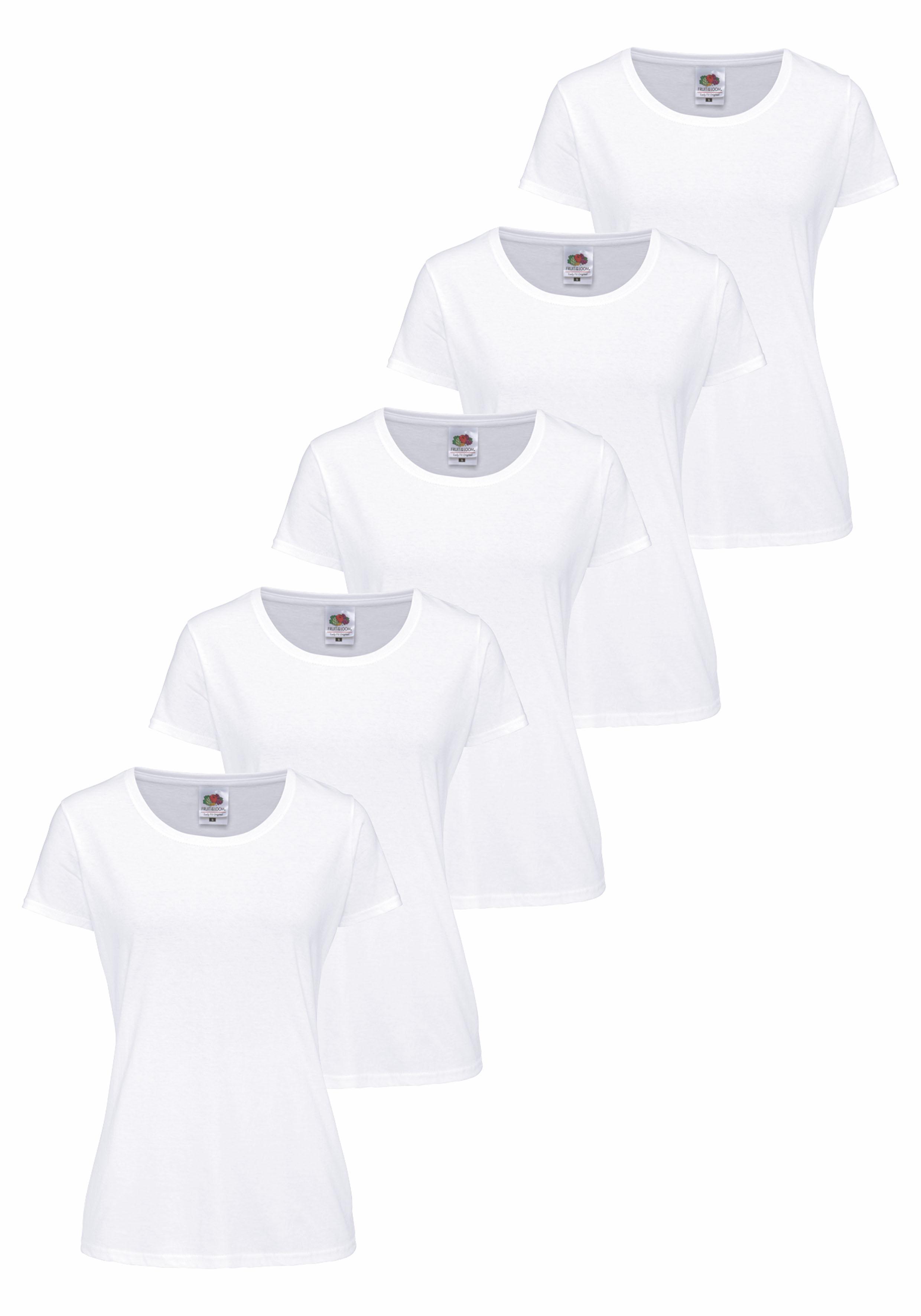 Fruit of the Loom Rundhalsshirt, original T. LADY-FIT im 5er Pack günstig online kaufen