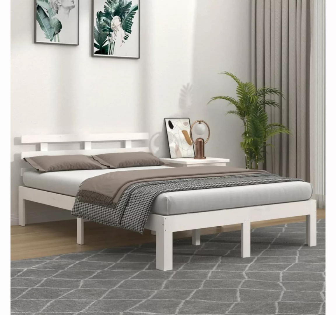 furnicato Bett Massivholzbett Weiß 140x190 cm günstig online kaufen