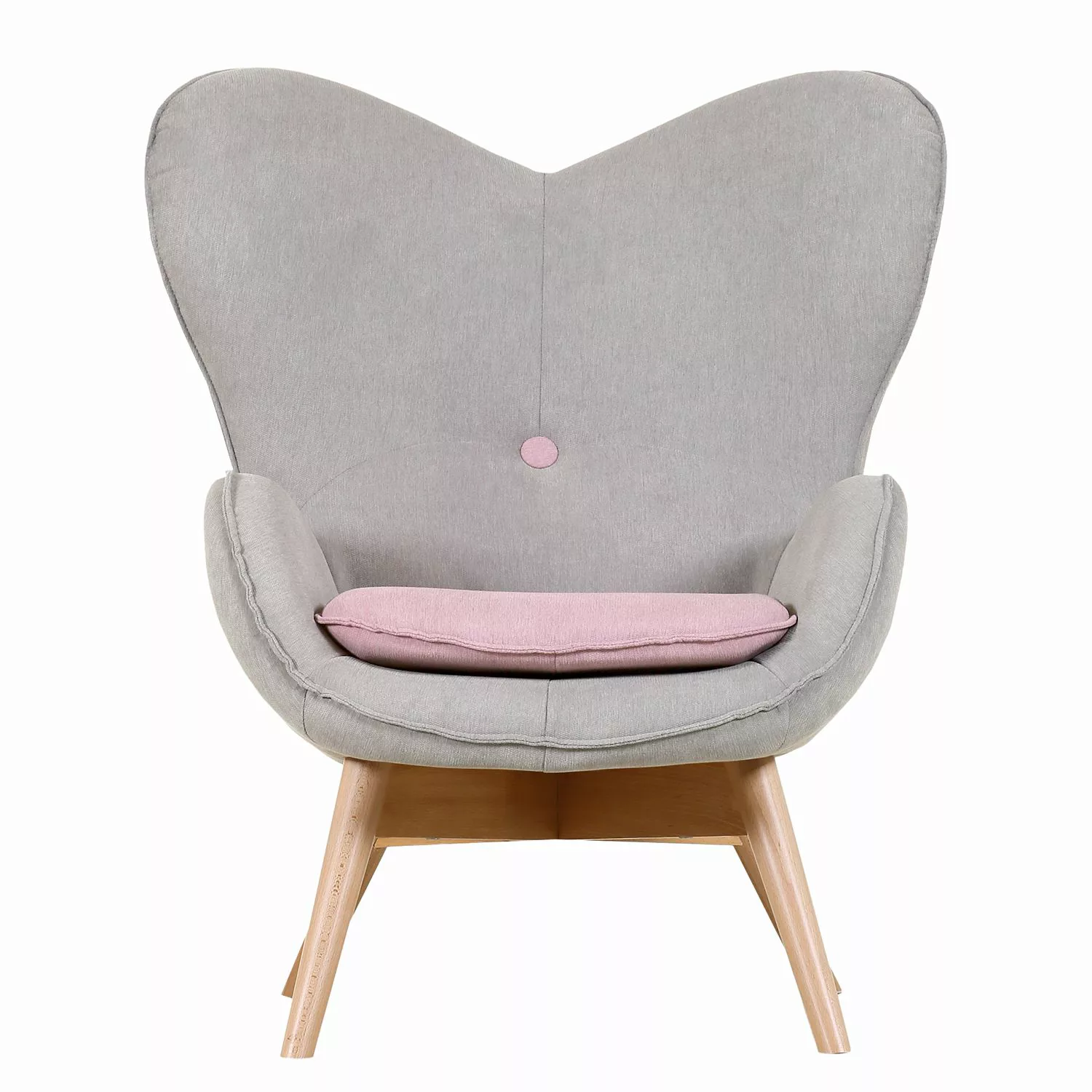 home24 Mørteens Sessel Ameson Grau/Rose Webstoff 86x100x92 cm (BxHxT) günstig online kaufen