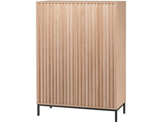 loft24 Hochschrank Cecilie Highboard mit geriffelten Fronten, Metallgestell günstig online kaufen