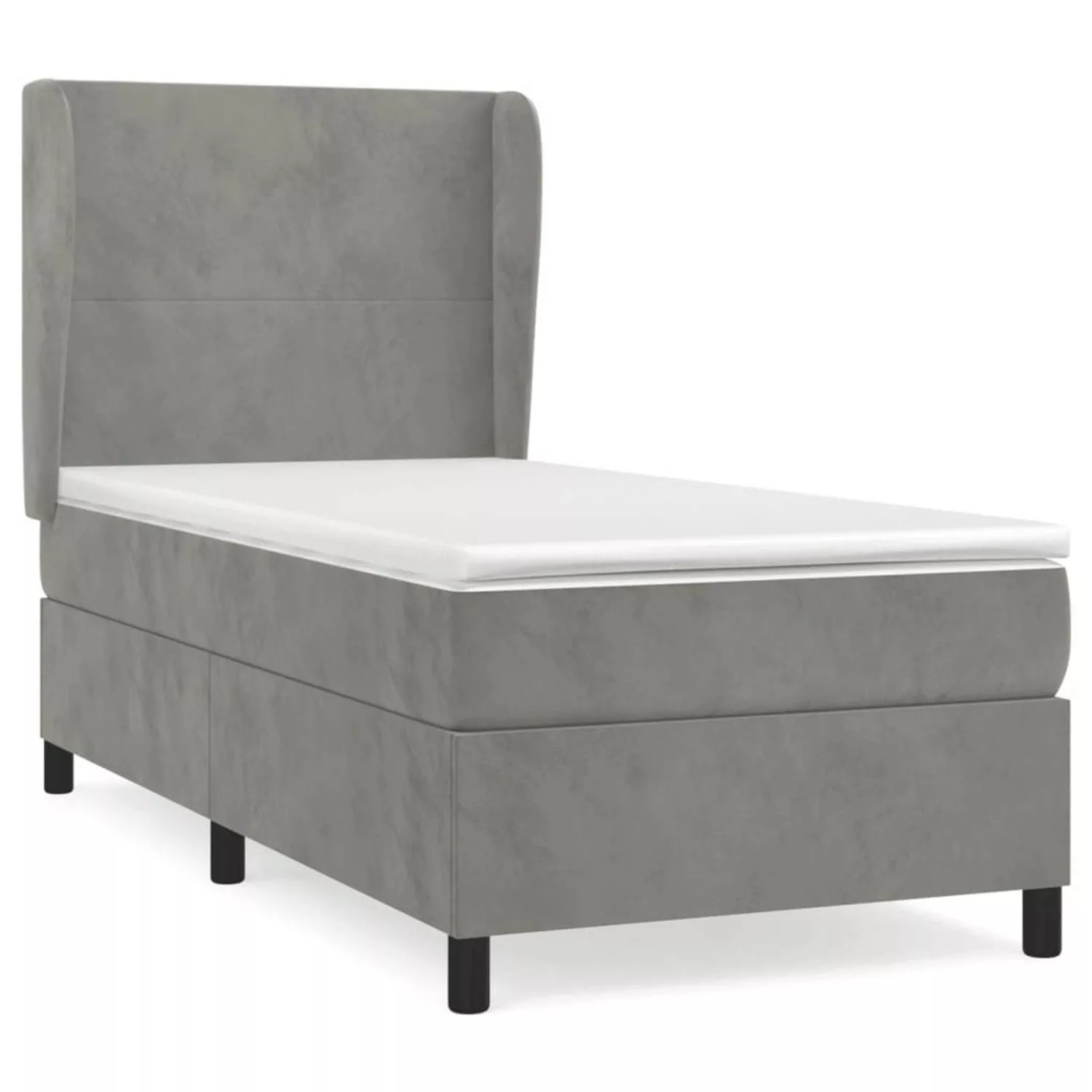 vidaXL Boxspringbett mit Matratze Hellgrau 80x200 cm Samt1372926 günstig online kaufen