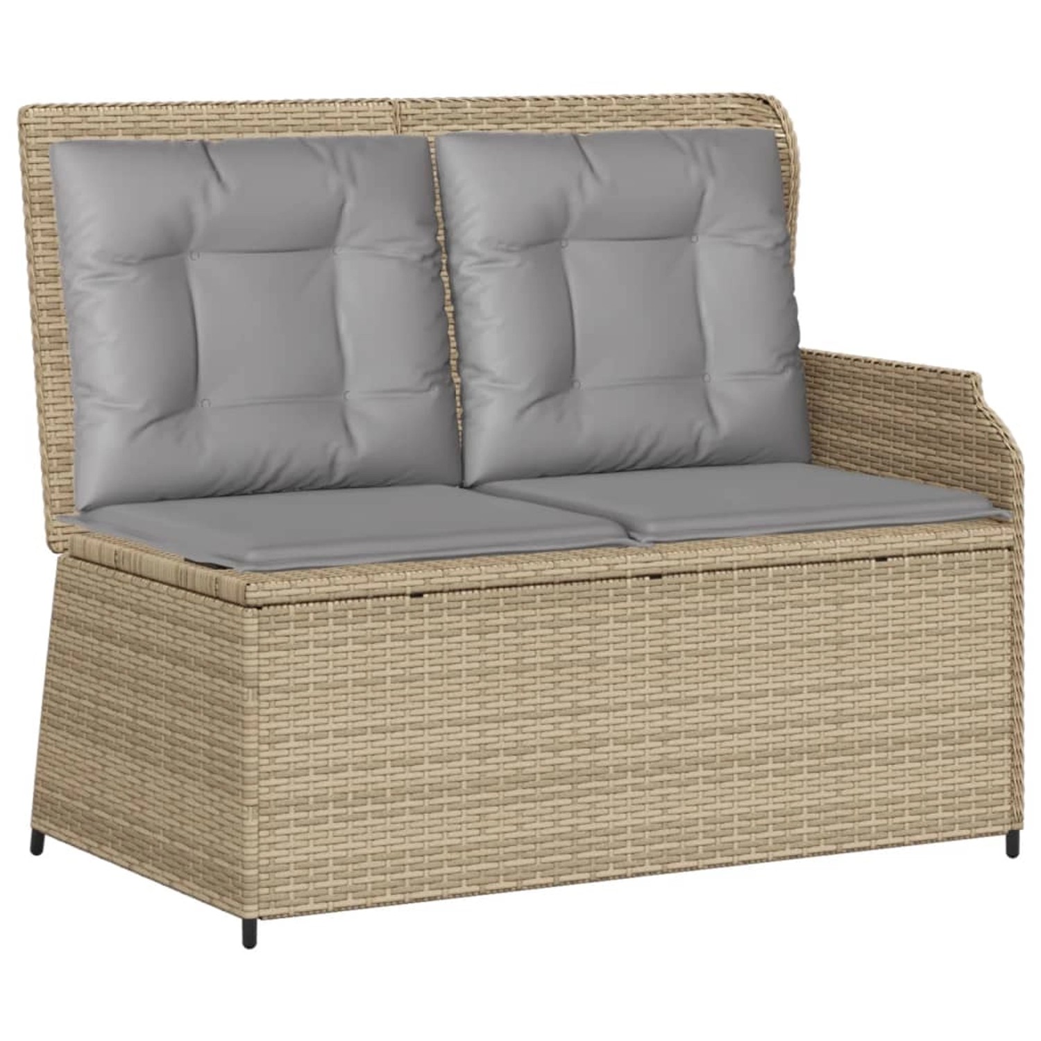 furnicato Gartenbank Verstellbar mit Kissen Beige Poly Rattan günstig online kaufen