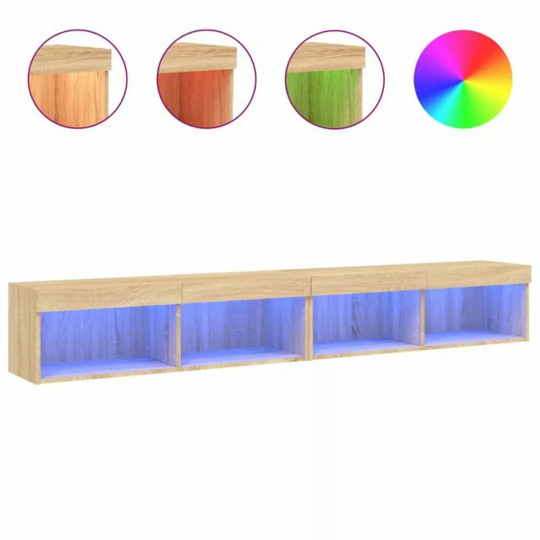 vidaXL TV-Schrank TV-Schränke mit LED-Leuchten 2 Stk Sonoma-Eiche 100x30x30 günstig online kaufen