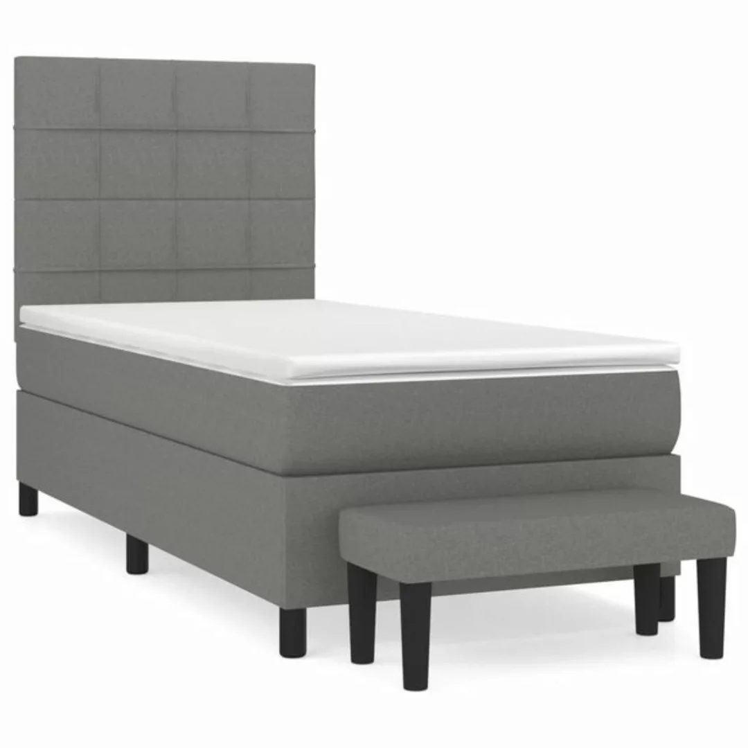 furnicato Bett Boxspringbett mit Matratze Dunkelgrau 90x200 cm Stoff günstig online kaufen