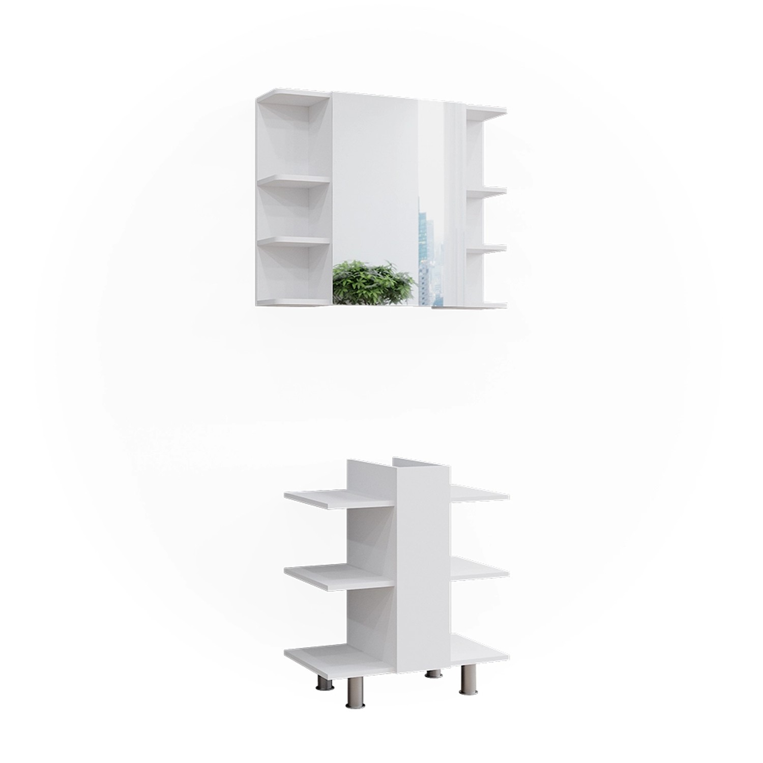 Vicco Badmöbel-Set Fynn, Weiß, 2 Teile, günstig online kaufen