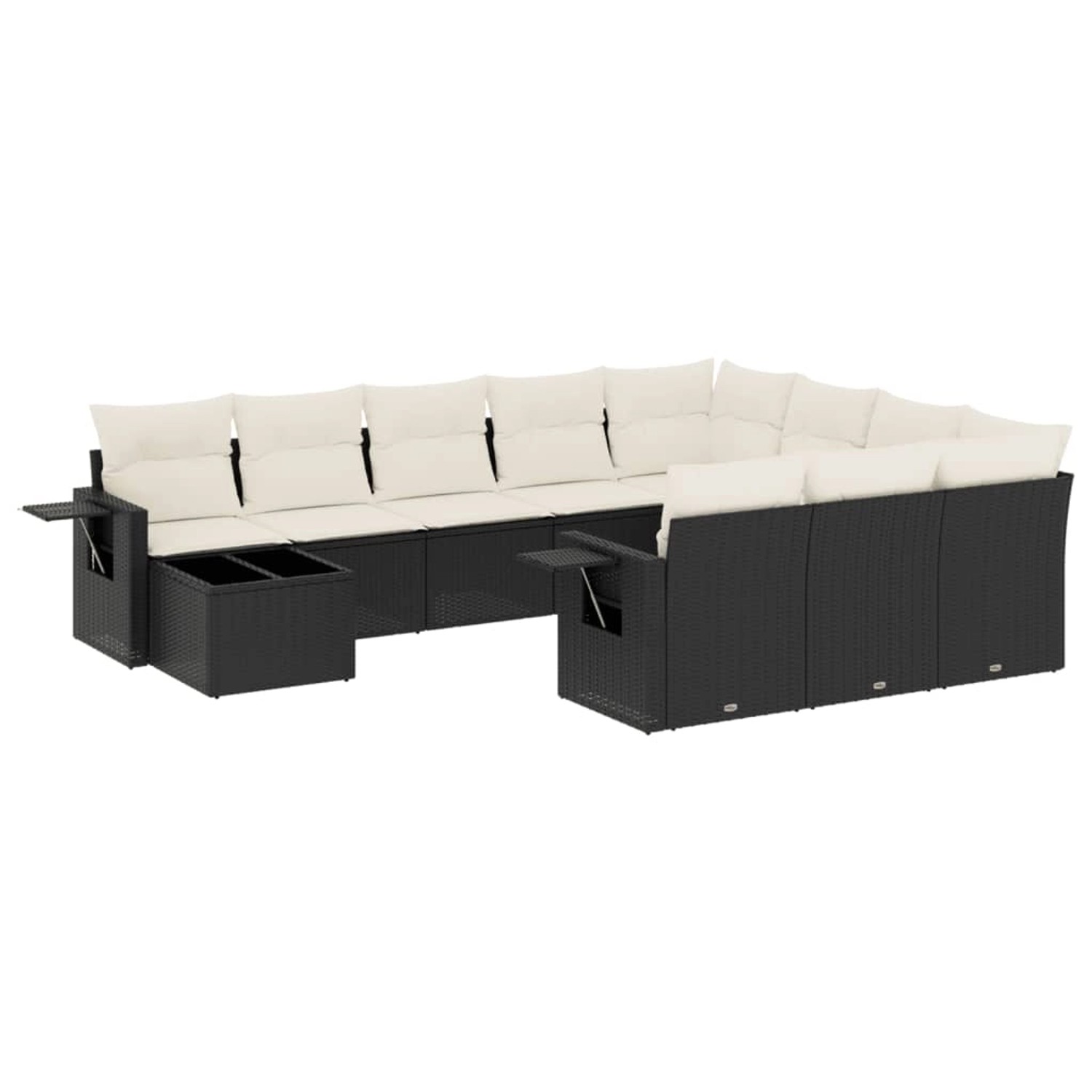 vidaXL 11-Tlg Garten-Sofagarnitur mit Kissen Schwarz Poly Rattan 3220725 günstig online kaufen