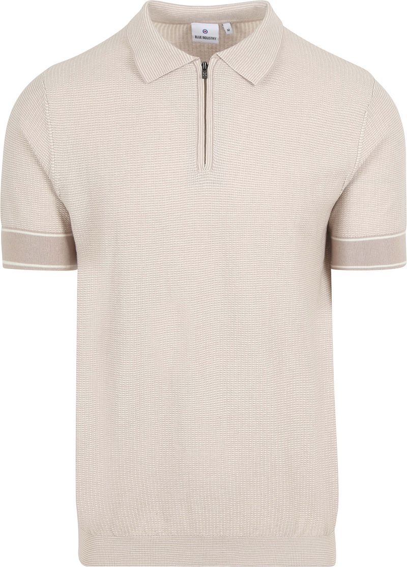 Blue Industry Knitted Polo Shirt Struktur Beige - Größe XL günstig online kaufen