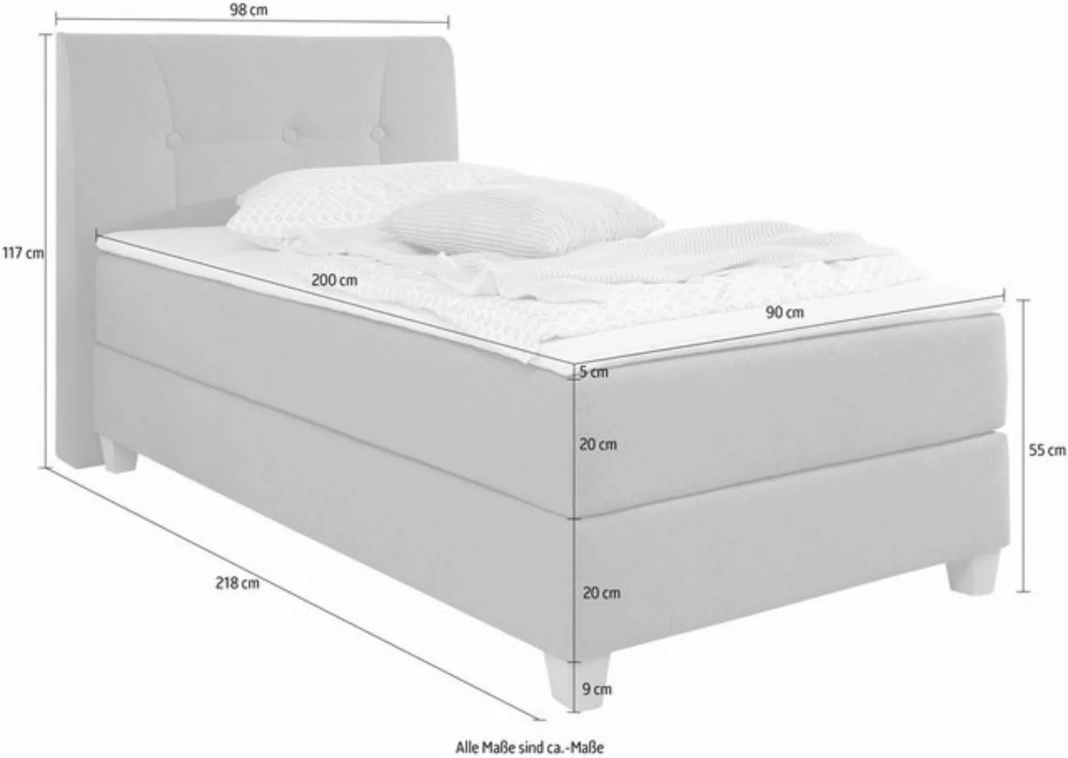 Home affaire Boxspringbett "Calloway", inkl. Topper, XXL-Ausführung, in 4 F günstig online kaufen