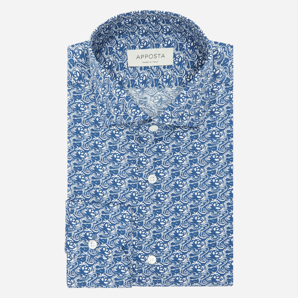 Hemd  blumenmuster  marineblau 100% reine baumwolle leinwandbindung, kragen günstig online kaufen