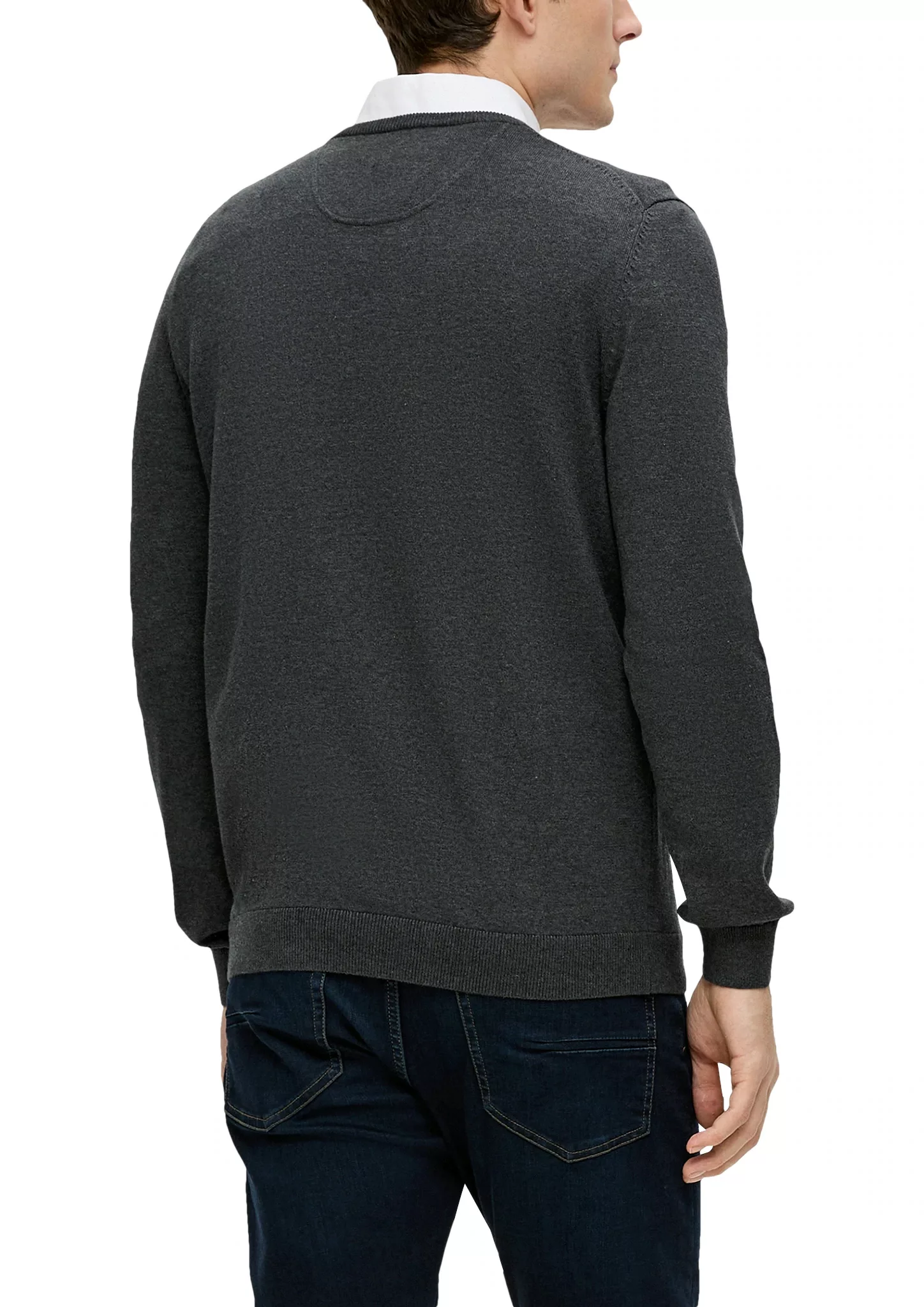 s.Oliver V-Ausschnitt-Pullover Pullover (1-tlg) V-Ausschnitt, langarm, Logo günstig online kaufen