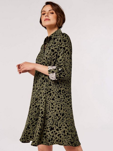 Apricot Minikleid Animal Print Longsleeve Shirt Dress, mit Krempelärmeln günstig online kaufen