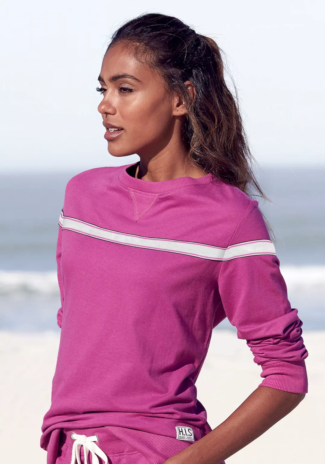 H.I.S Sweater mit kontrastfarbigem Tape, Loungeanzug günstig online kaufen