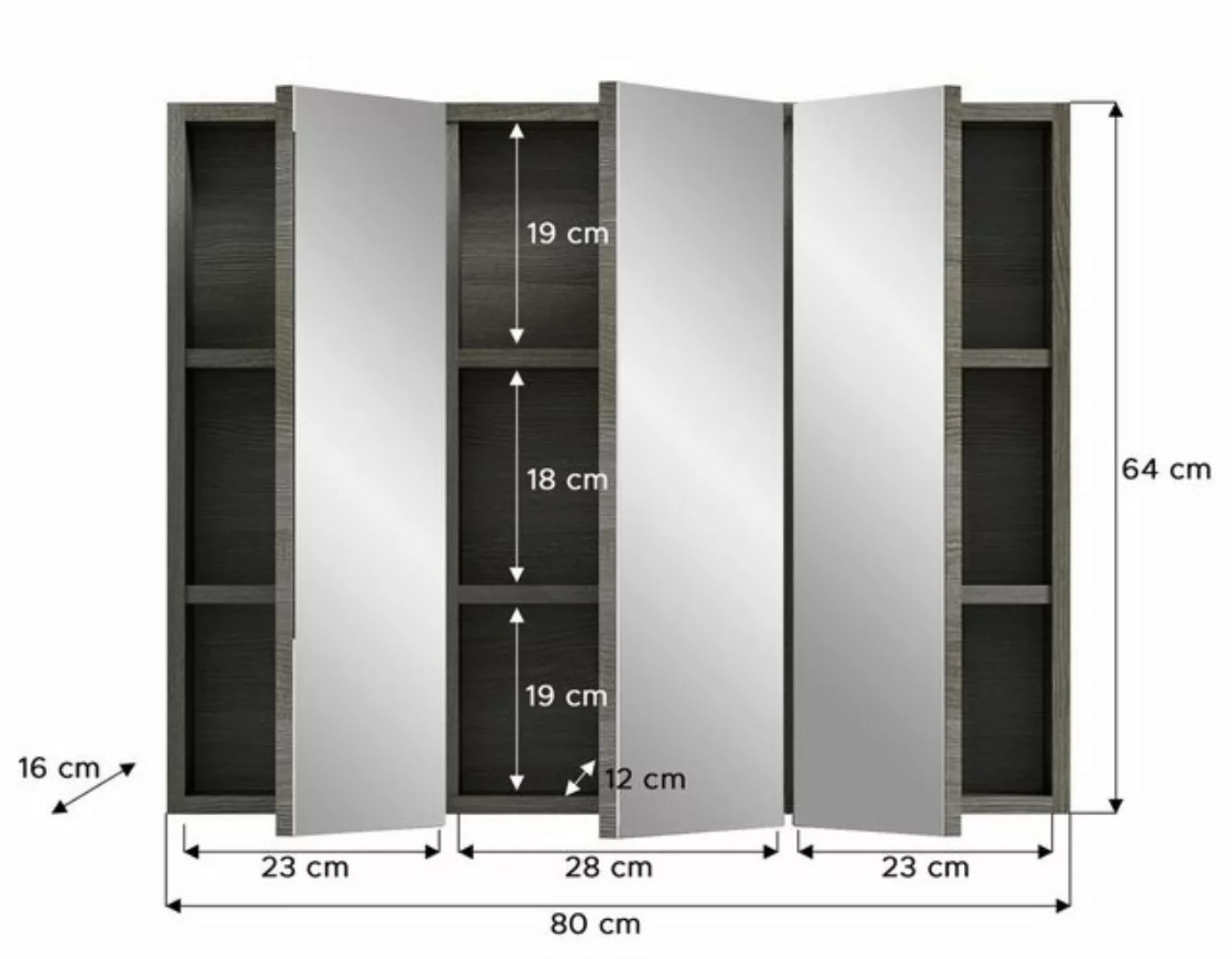 Inn.Furn Badezimmerspiegelschrank Grigio (Badschrank in Rauchsilber grau, 3 günstig online kaufen