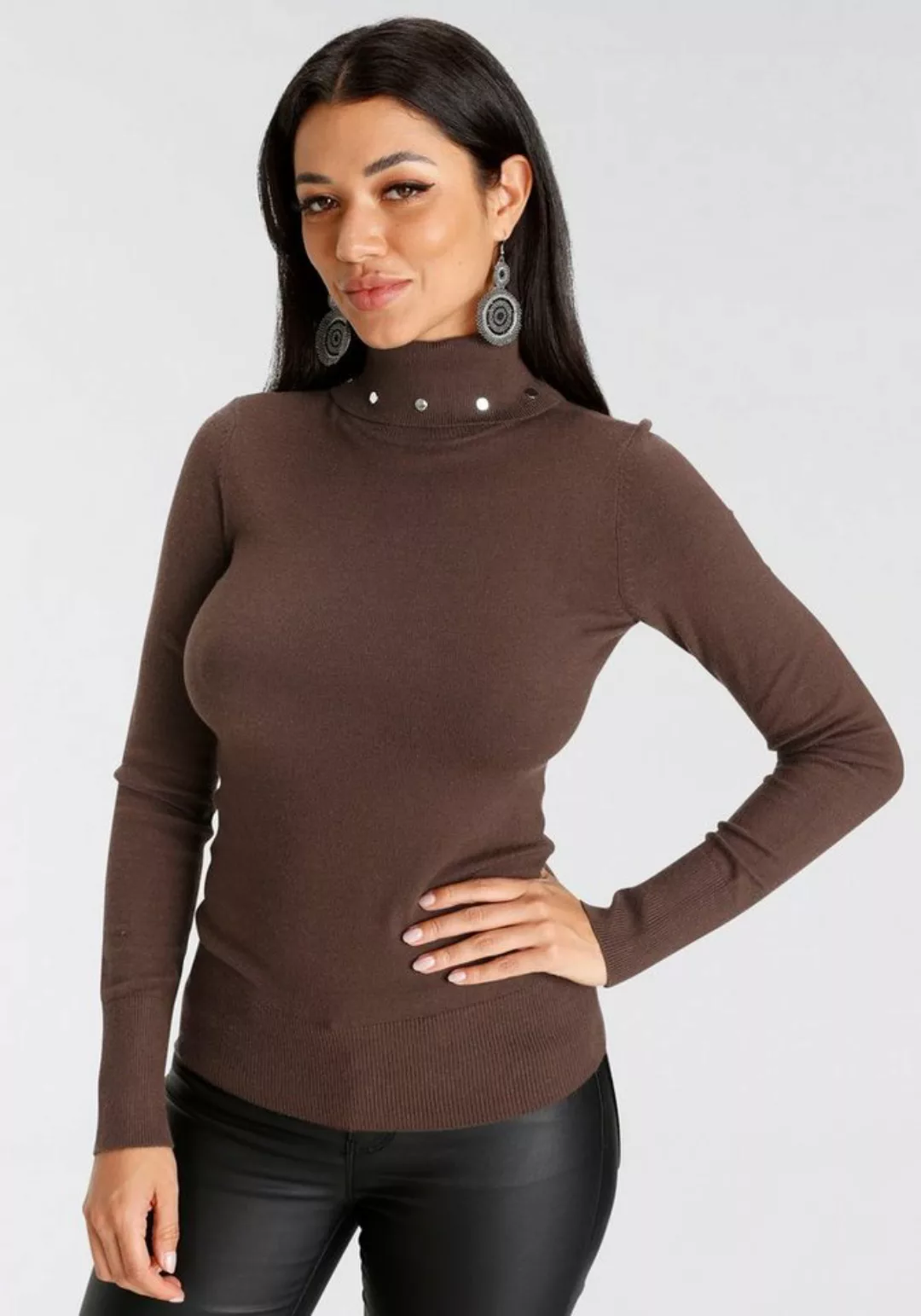 Melrose Rollkragenpullover mit Ziernieten günstig online kaufen