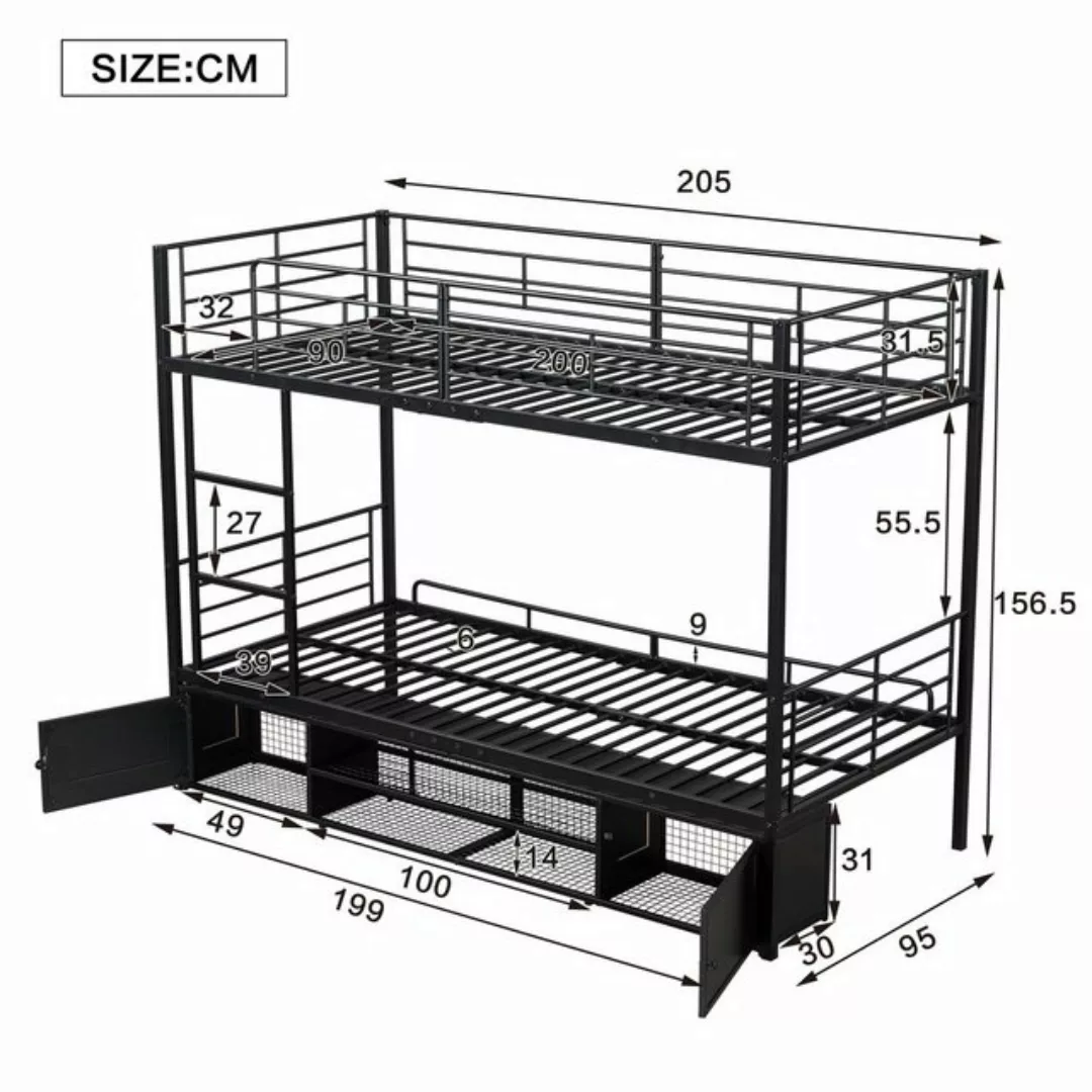 HAUSS SPLOE Etagenbett 90x200cm mit offenem schuhschrank, Lagerschrank, Sei günstig online kaufen