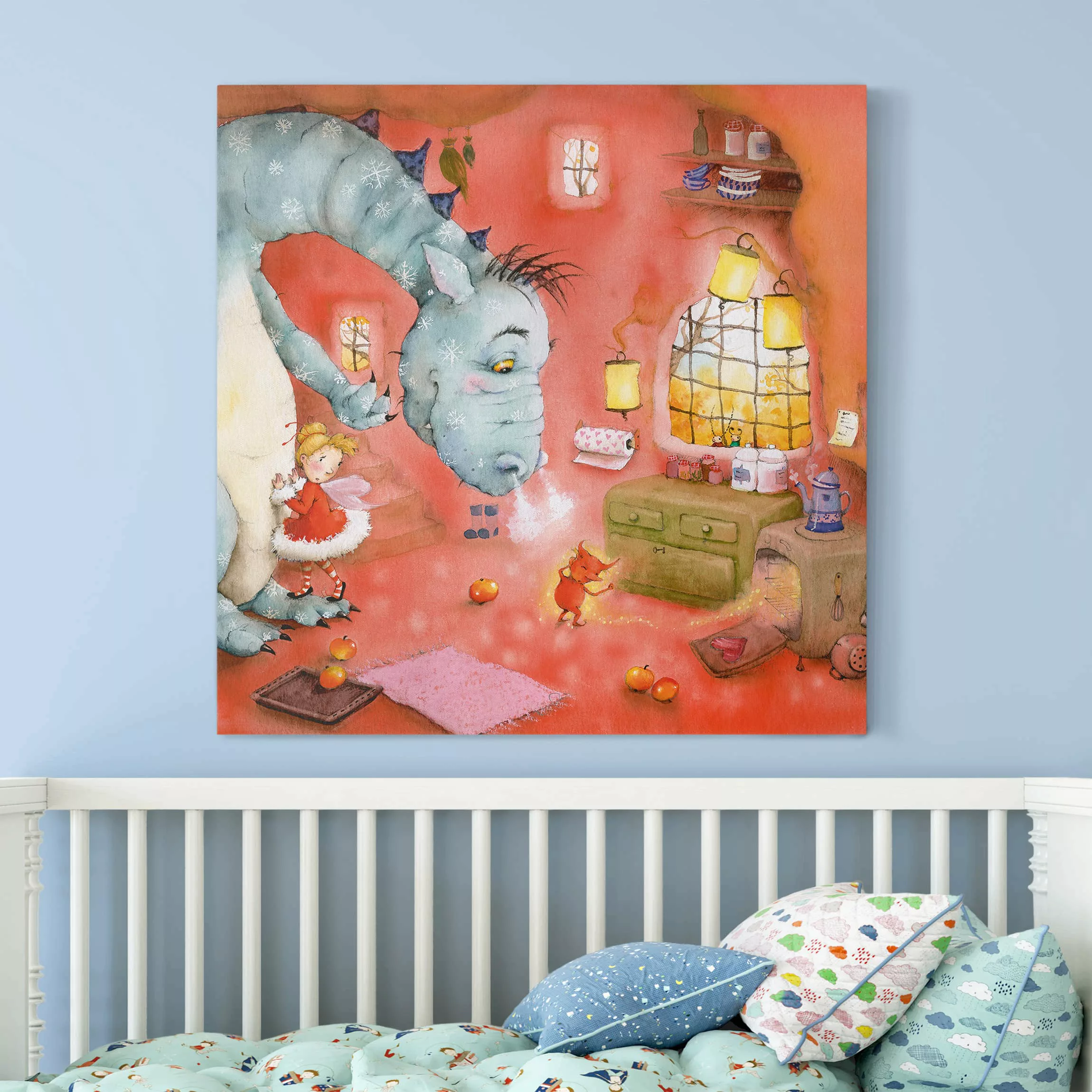 Leinwandbild Kinderzimmer - Quadrat Wassili Waschbär - Mmh, Bratäpfel günstig online kaufen