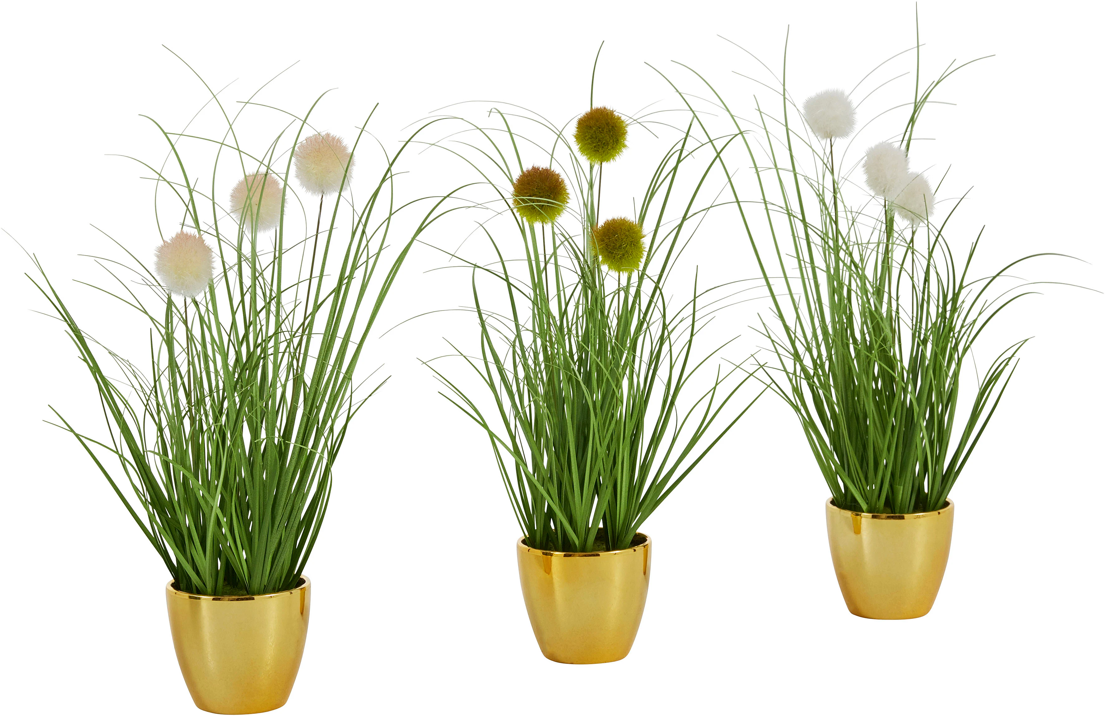 Leonique Kunstgras "Grasbusch mit Kletten", Kunstpflanze, Gras, im Topf, 3e günstig online kaufen