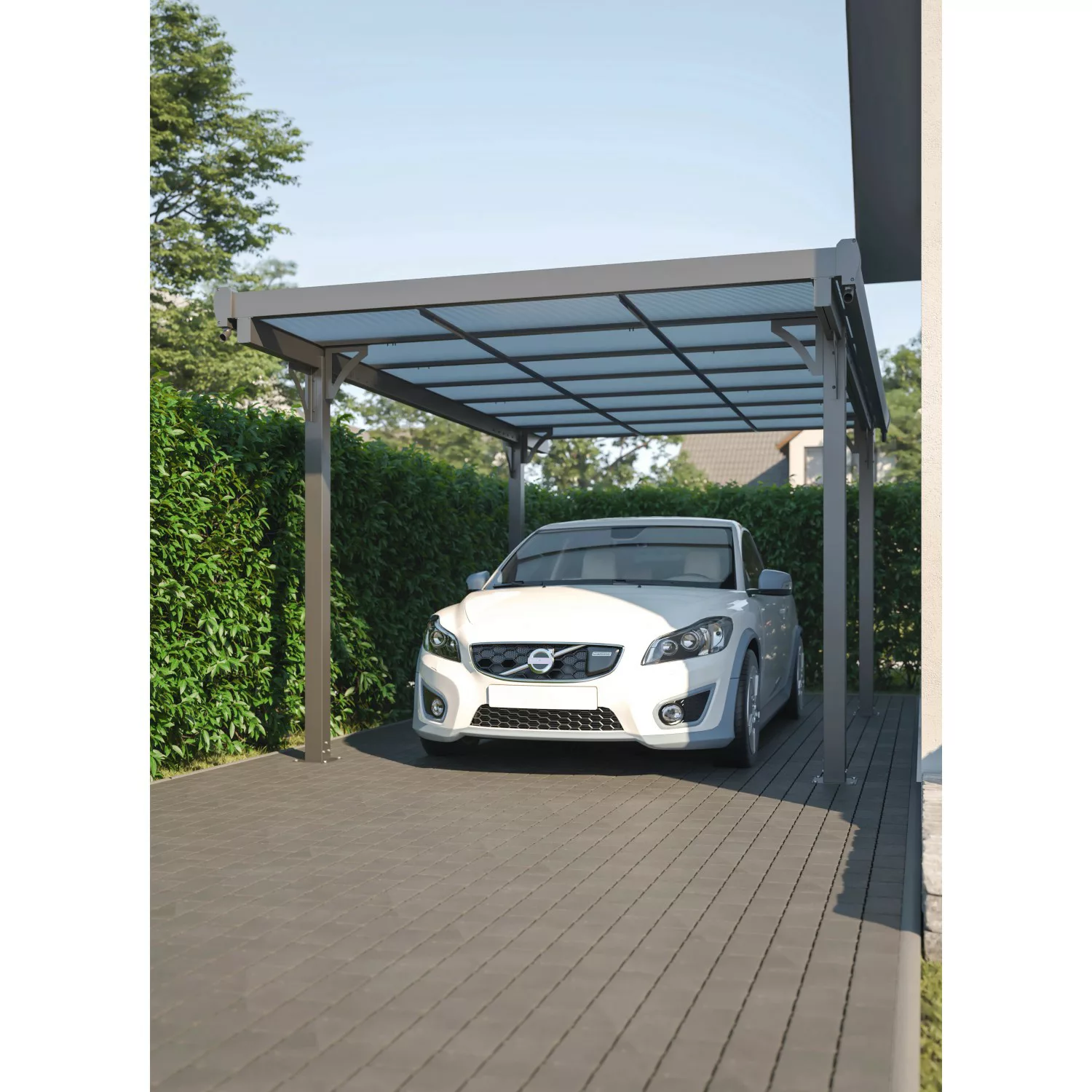 Floraworld Flachdach-Einzelcarport Aluminium Anthrazit 300 cm x 496 cm günstig online kaufen