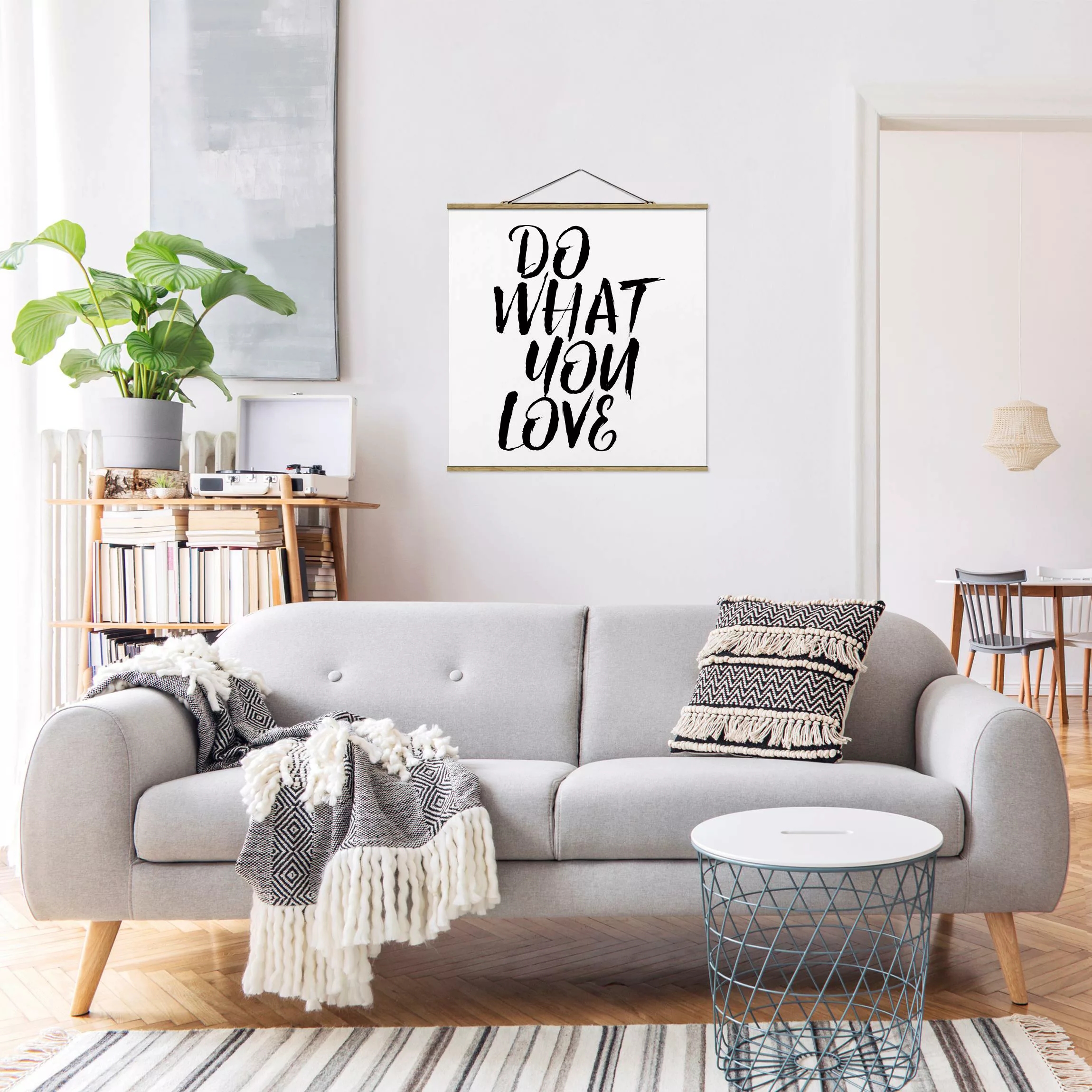 Stoffbild Spruch mit Posterleisten - Quadrat Do what you love günstig online kaufen
