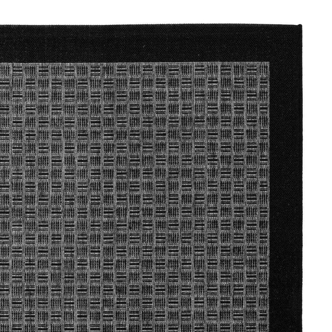 Karomuster Teppich in Schwarz und Silberfarben gewebt günstig online kaufen