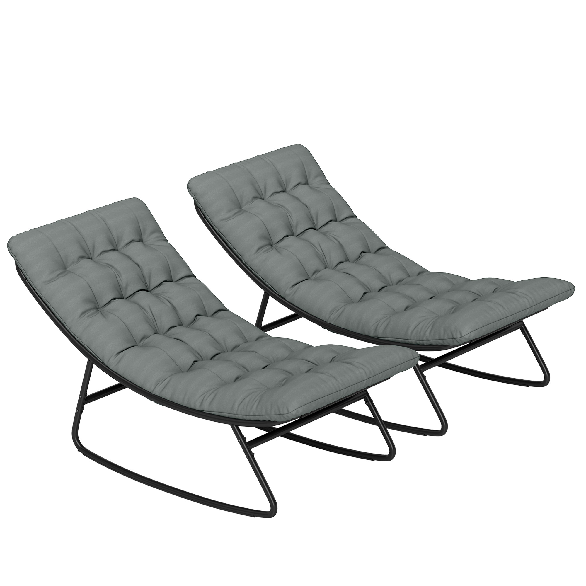 Outsunny Set mit 2 Outdoor-Schaukelstühlen, Schaukelstühle mit dicken Kisse günstig online kaufen