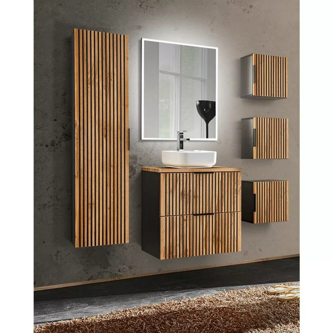 Badezimmer Komplett Set Waschtisch 60 cm, 3 Hängeschränke, Hochschrank XANT günstig online kaufen