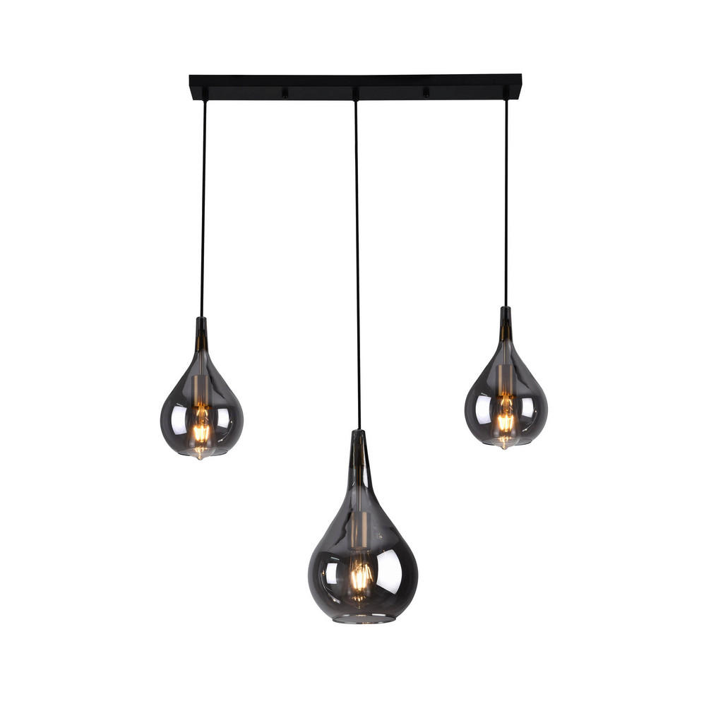 Näve Leuchten Pendelleuchte schwarz Metall Glas B/H/T: ca. 88x150x25 cm E27 günstig online kaufen