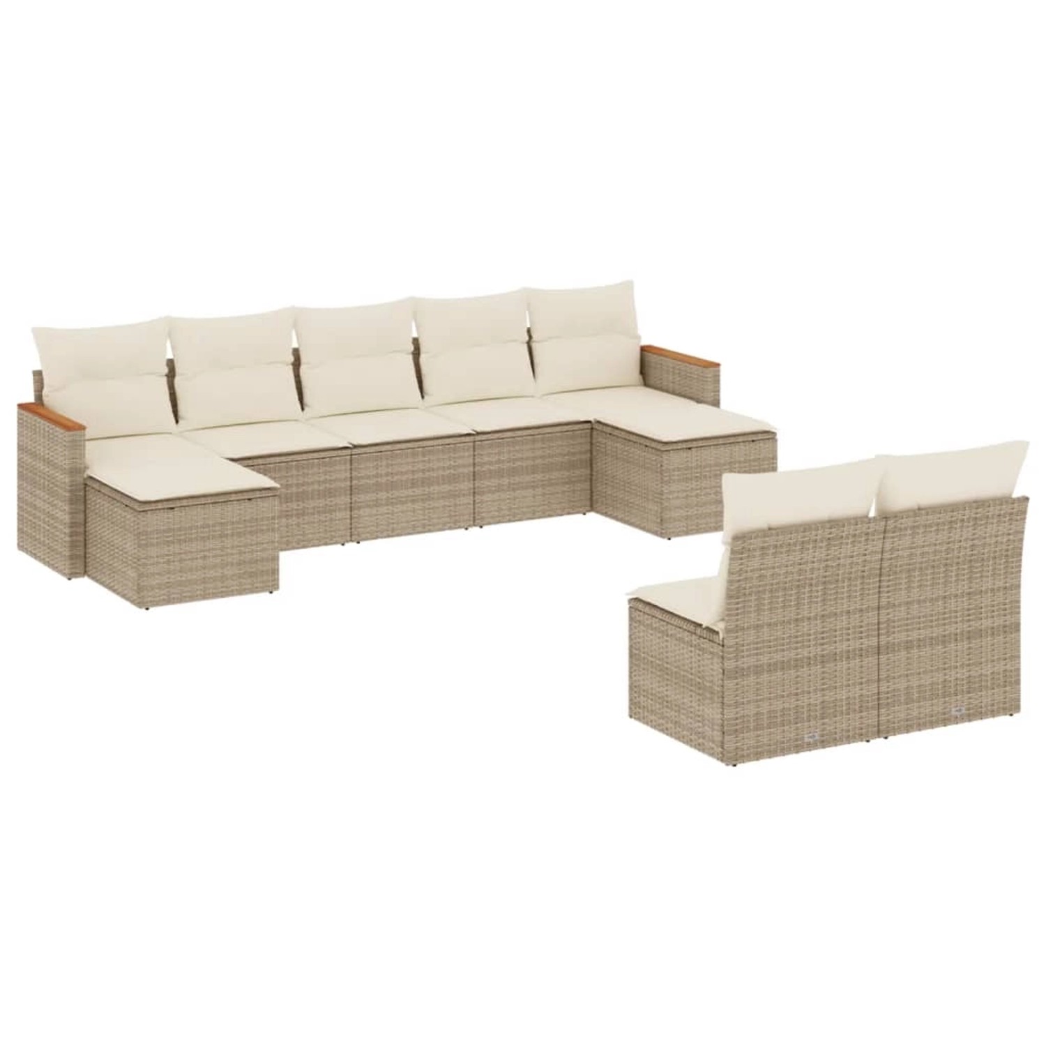 vidaXL 9-Tlg Garten-Sofagarnitur mit Kissen Beige Poly Rattan 3258775 günstig online kaufen