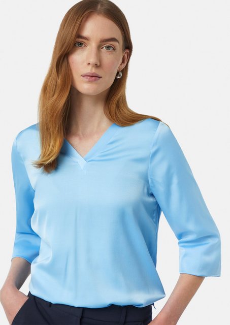 Comma Langarmbluse Satin-Bluse mit V-Ausschnitt und elastischen Bündchen günstig online kaufen