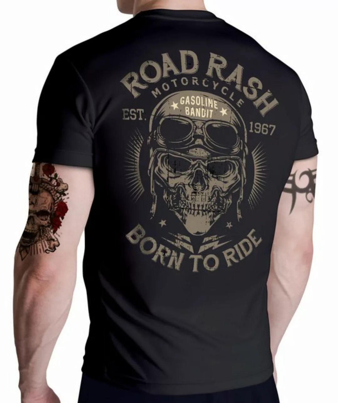 GASOLINE BANDIT® T-Shirt für Biker Racer Motorrad Fans: Road Rash - Born to günstig online kaufen