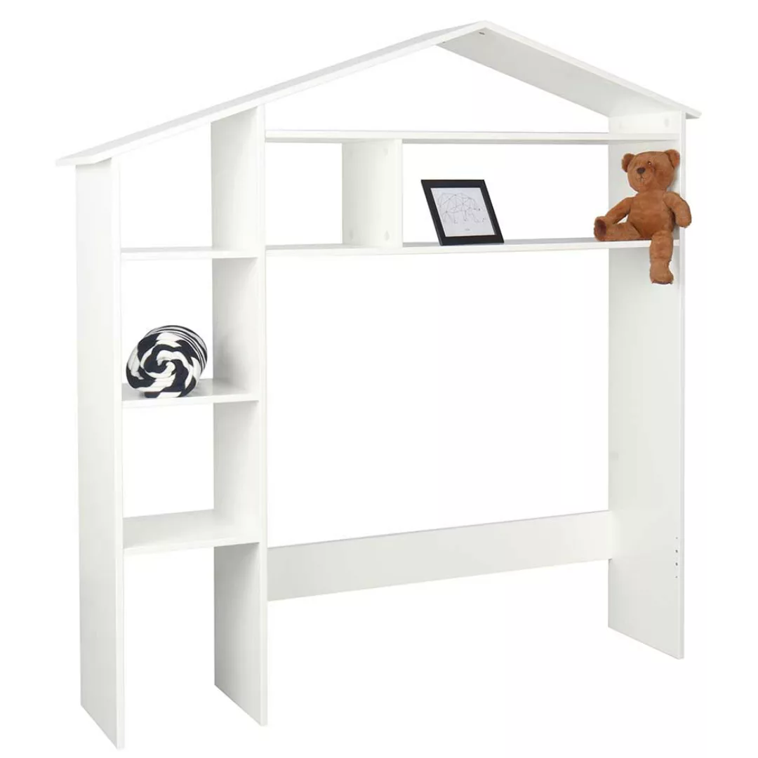 Kinderzimmerregal in Weiß lackiert Hausform günstig online kaufen