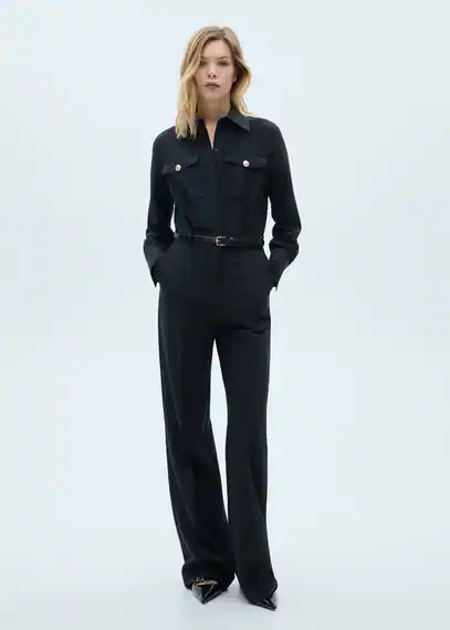 Gerader Jumpsuit mit Gürtel günstig online kaufen