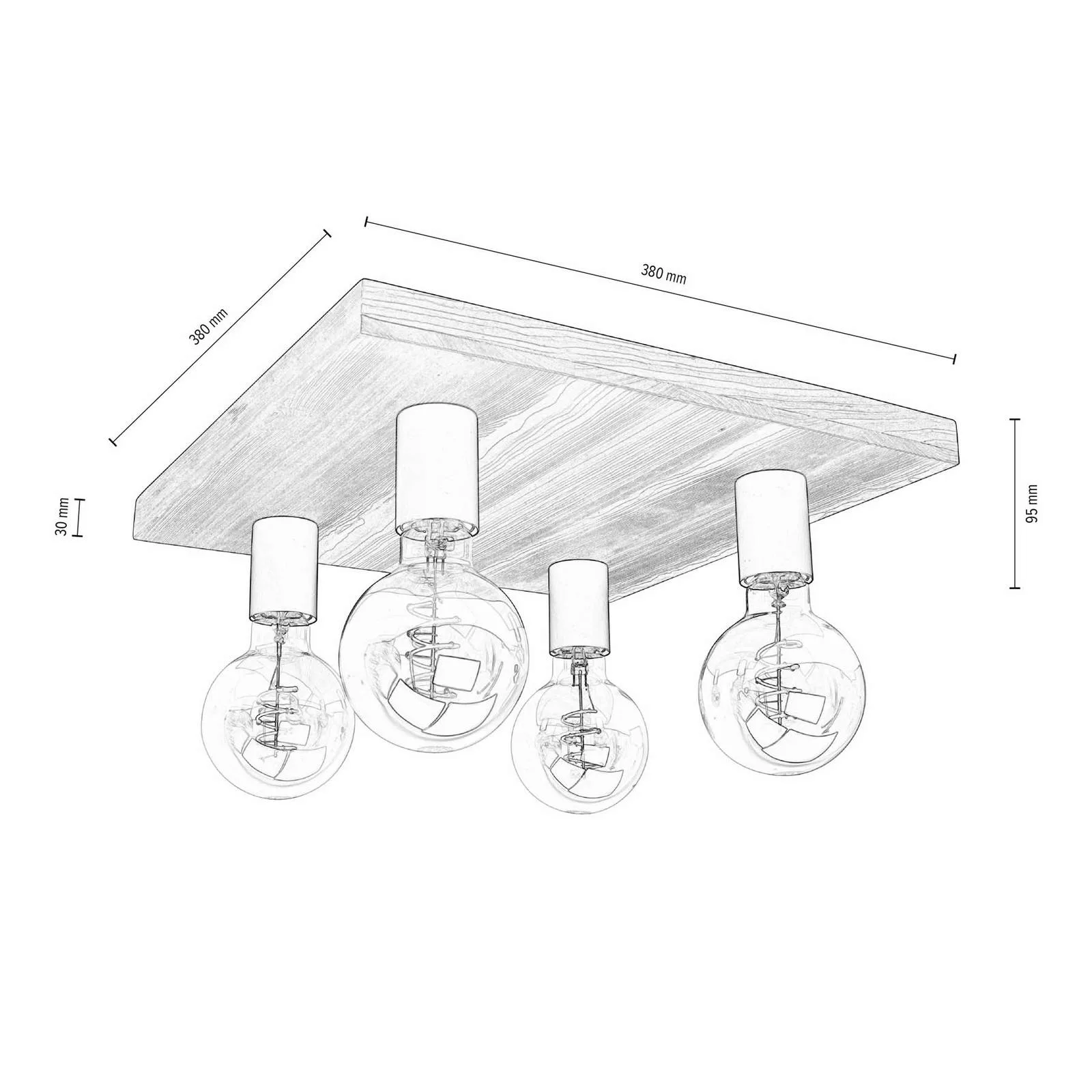 Envostar Lobo Deckenlampe 4fl. Kiefer braun günstig online kaufen