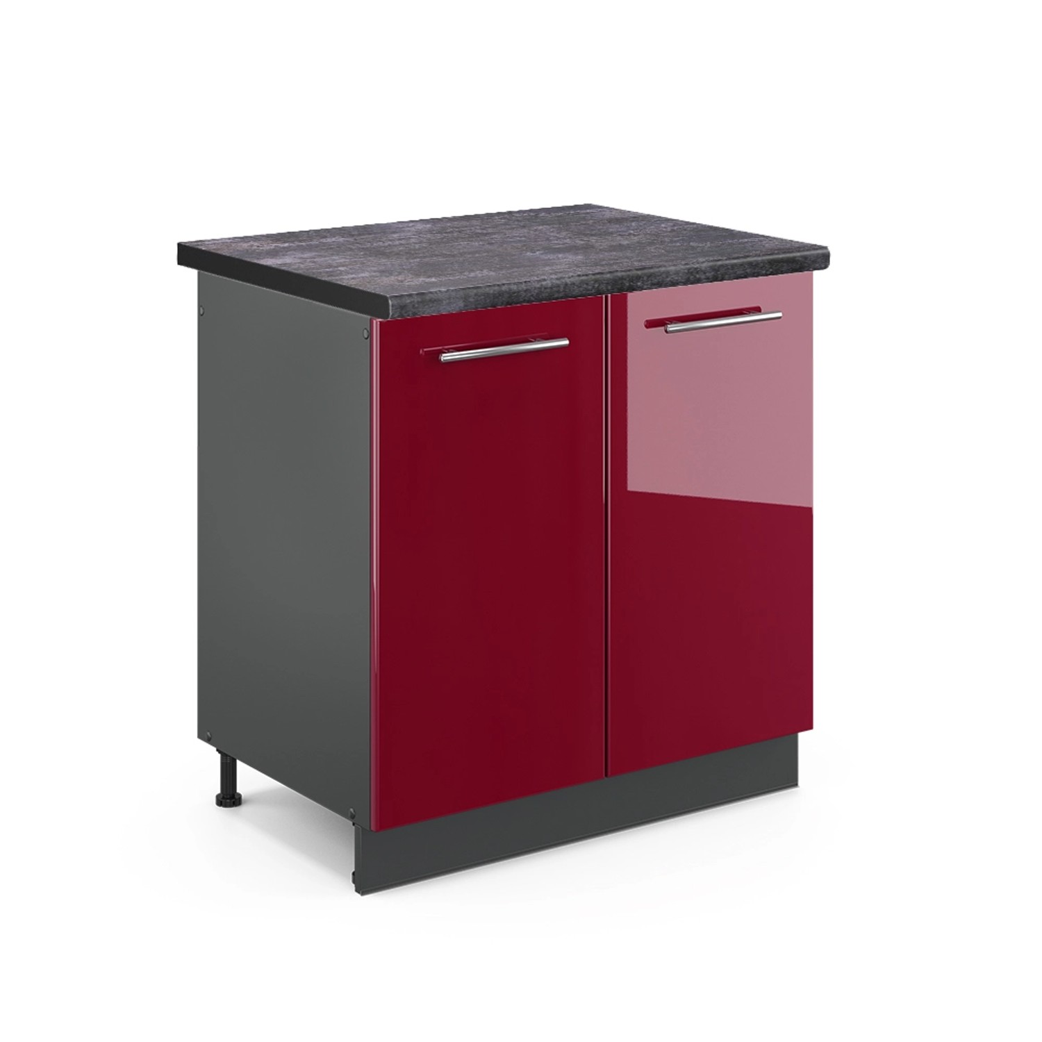 Vicco Spülenunterschrank Fame-Line Bordeaux Hochglanz/Anthrazit 80 cm AP An günstig online kaufen