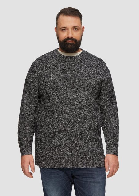 s.Oliver Strickpullover Grobstrickpullover in Melange-Optik Rippblende günstig online kaufen