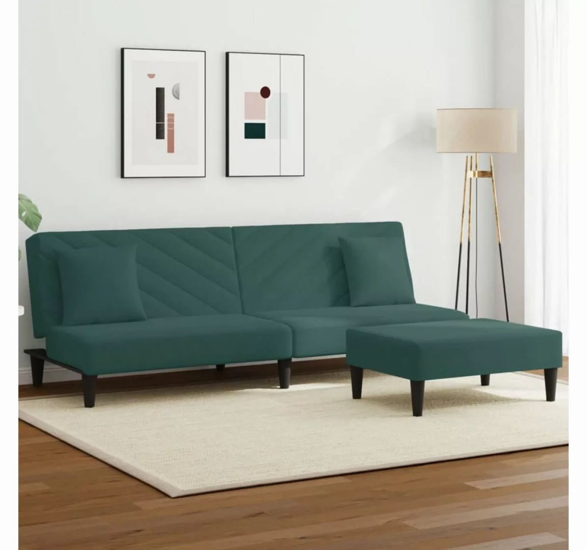 vidaXL Sofa 2-tlg. Sofagarnitur mit Kissen Dunkelgrün Samt günstig online kaufen