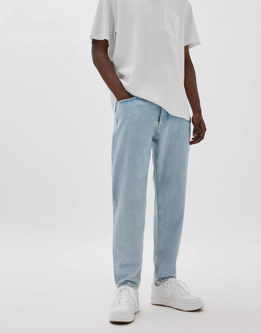 Pull&Bear – Gerade geschnittene Jeans in Blau günstig online kaufen