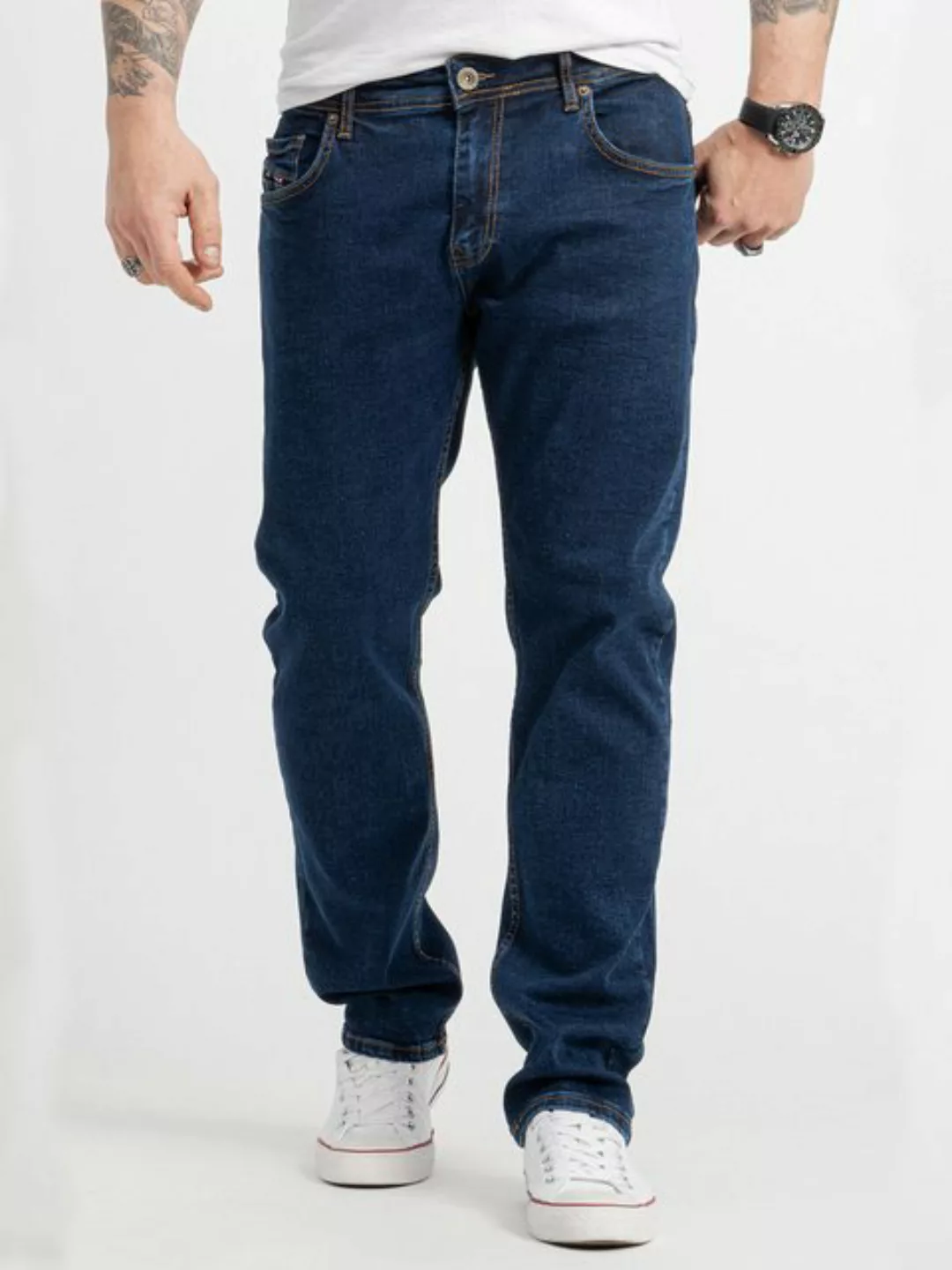 Rock Creek Regular-fit-Jeans Herren Jeans Stonewashed Dunkelblau RC-2414 günstig online kaufen