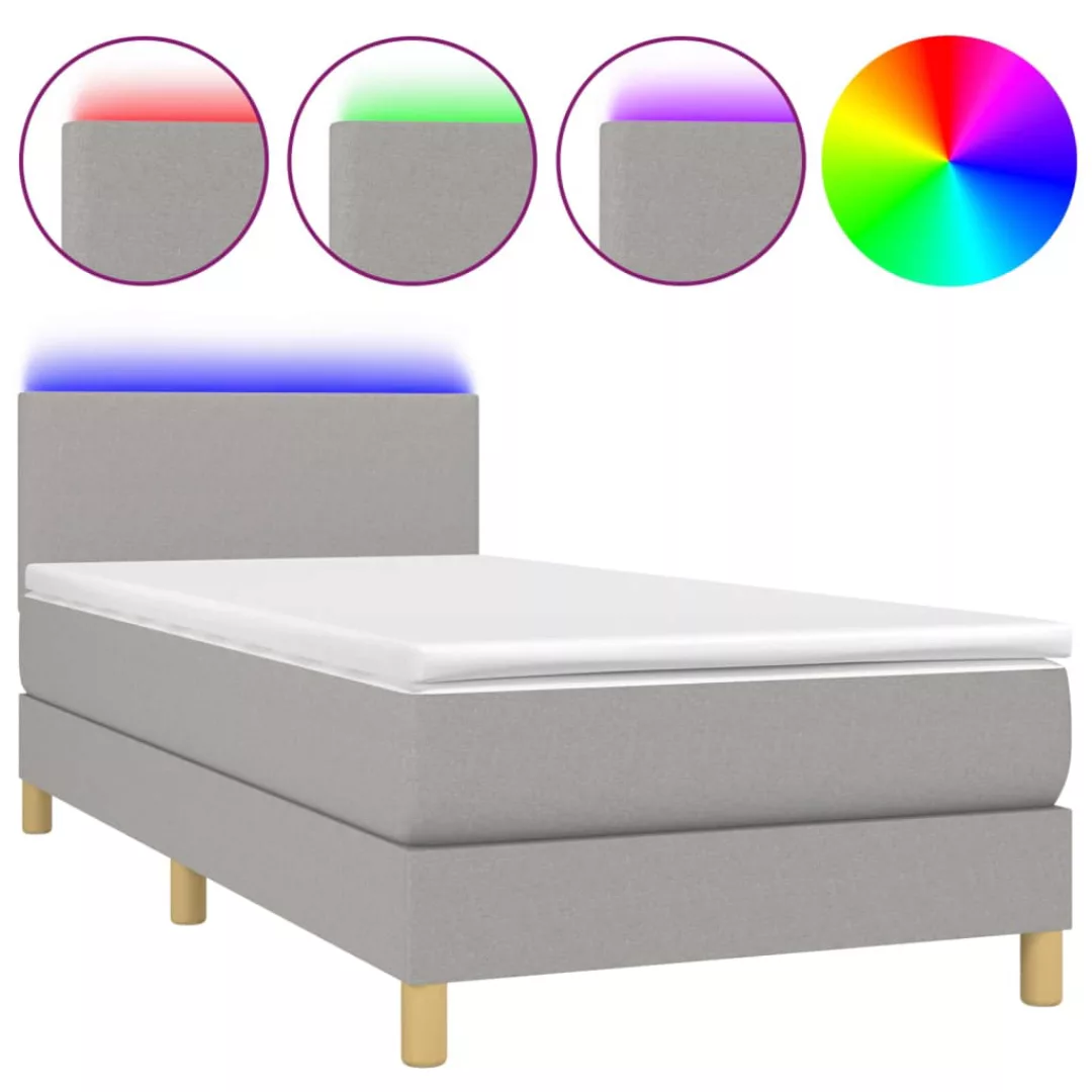Vidaxl Boxspringbett Mit Matratze & Led Hellgrau 80x200 Cm Stoff günstig online kaufen