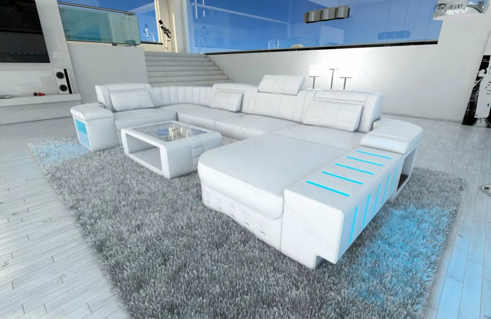 Sofa Dreams Wohnlandschaft Ledersofa Bellagio U Form Mini, Designersofa, So günstig online kaufen
