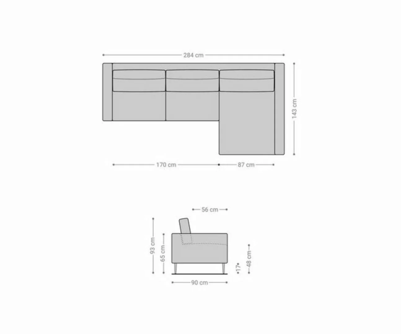 DELIFE Ecksofa Marla, Cordstoff Cord Creme-Weiß 285x140 cm Recamiere rechts günstig online kaufen