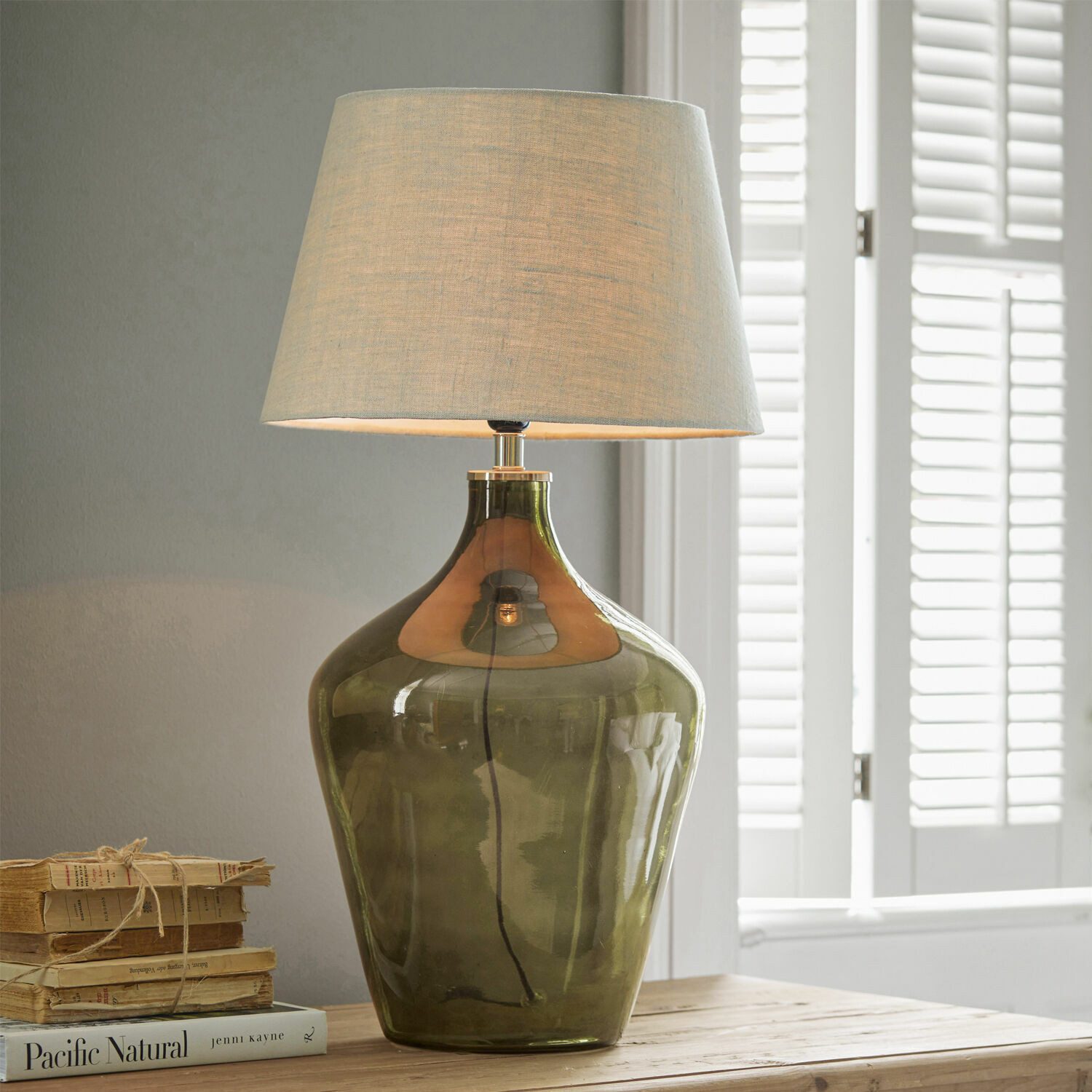 Mirabeau Tischleuchte Tischlampe Morazan grün/leinen günstig online kaufen