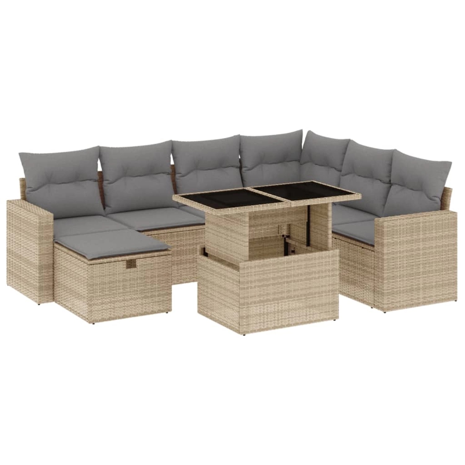 vidaXL 8-tlg Garten-Sofagarnitur mit Kissen Beige Poly Rattan Modell 328 günstig online kaufen